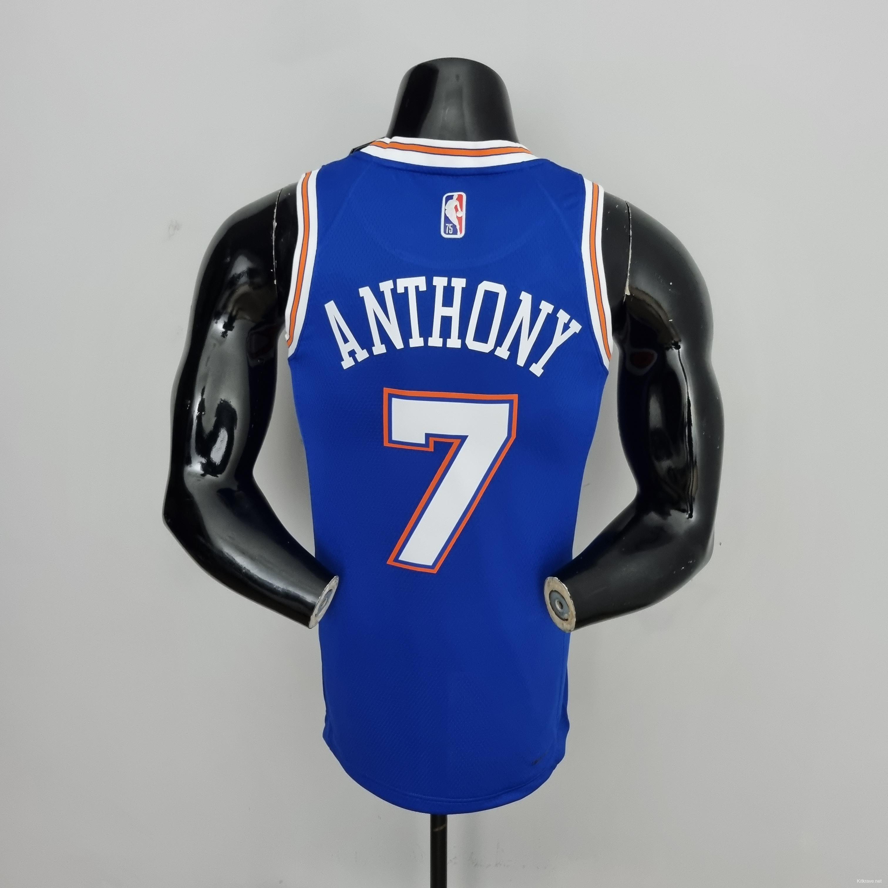 75th Anniversary Anthony #7 New York Knicks Jordan Limited Blue NBA Jersey