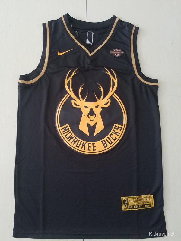 Giannis Antetokounmpo 34 Black Golden Edition Jersey