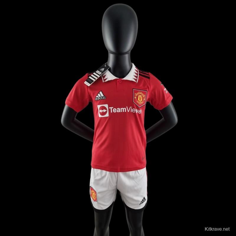 22/23 Kids Kit Manchester United Home 16-28 Soccer Jersey