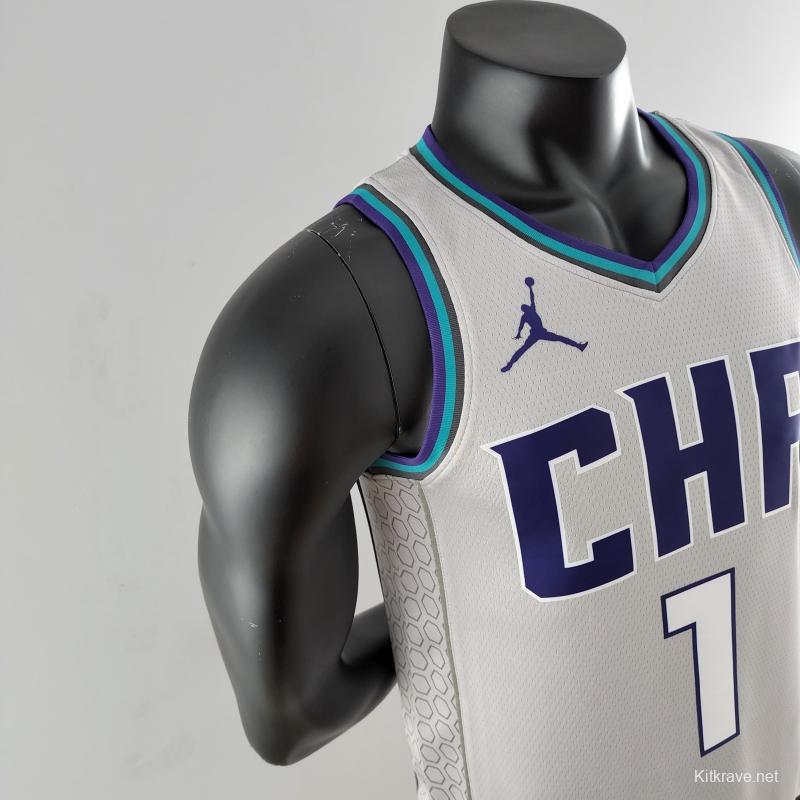 2019 Ball #1 Charlotte Hornets Grey NBA Jersey