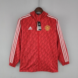 2022 Manchester United Windbreaker Red White Edge