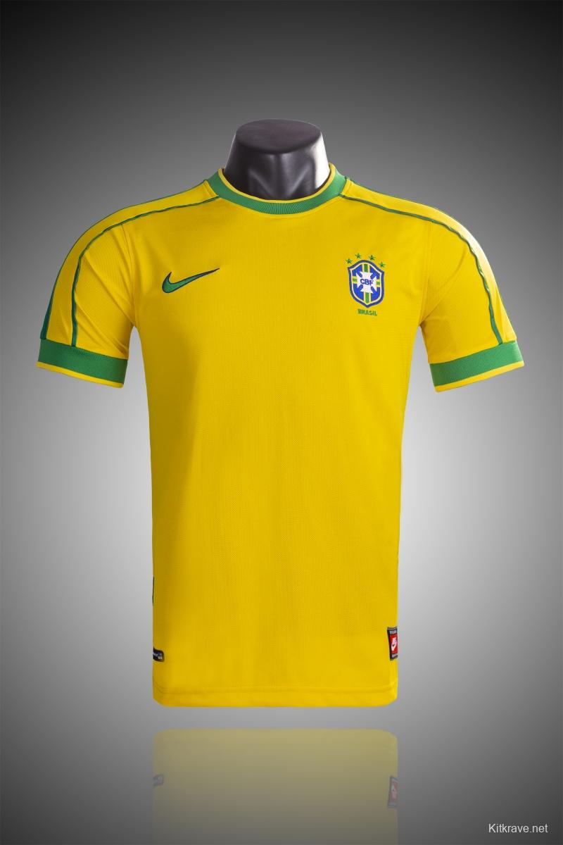 Retro 1998 Brazil Home Soccer Jersey