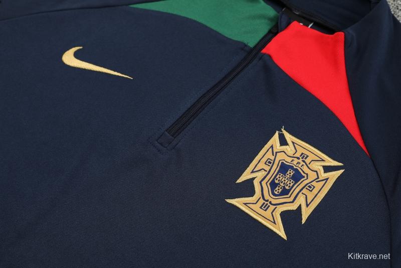 2022 Portugal Navy Half Zipper Tracksuit