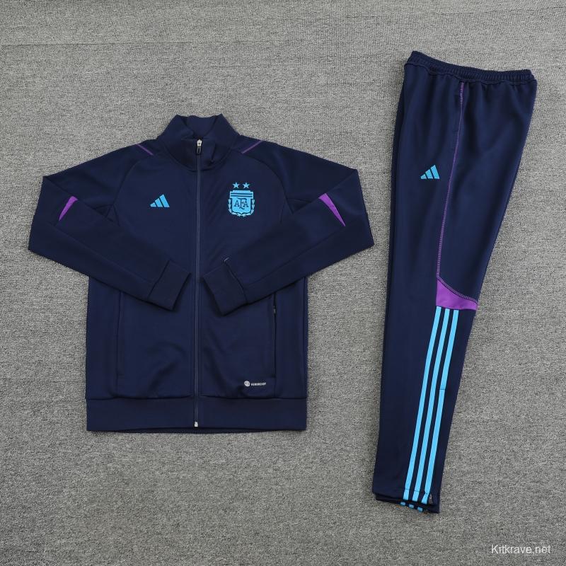 2022 Argentina Navy Full Zipper Tracksuit