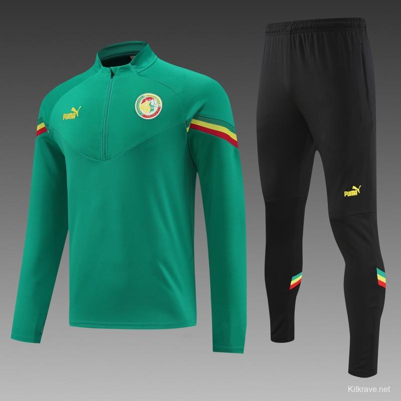 2022 Senegal Green Half Zipper Tracksuit