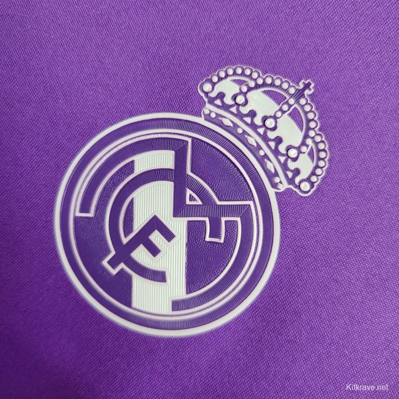 Retro Long Sleeve Real Madrid 17/18 Away Purple Jersey