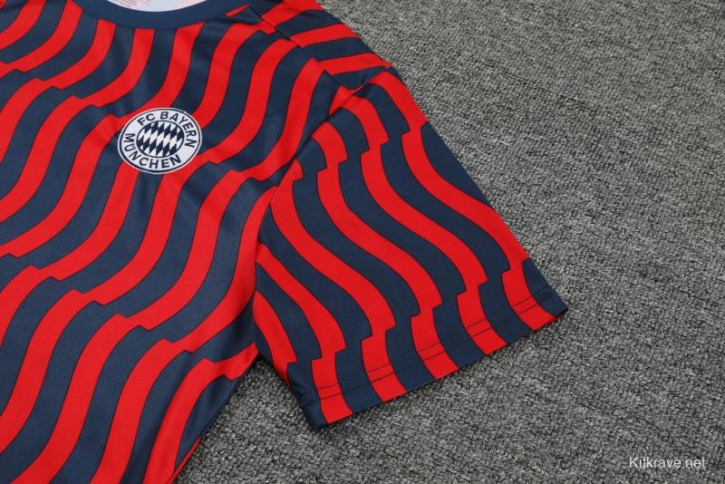 23-24 Bayern Munich Red/Blue Stripe Short Sleeve+Shorts