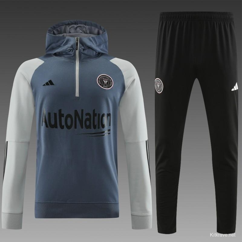 23/24 Inter Miami Grey Half Zipper Hoodie Jacket+Pants