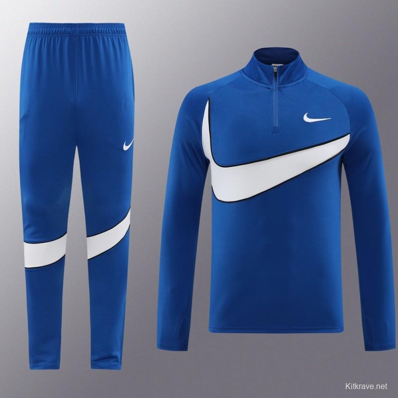 2024 Nike Blue/White Half Zipper Jacket+Pants