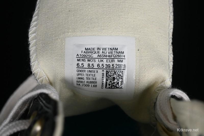 Clot x Fragment Design x Converse Custom Triple Collaboration Low-Top Sneakers with Distressed Black Silk and Brier Pattern - A10925C