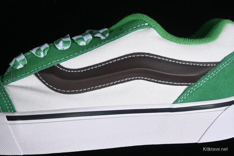 Vans Classics Knu Skool White Green Chunky Tongue Retro Sneakers - VN0009QCV0N