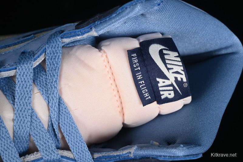 Nike Air Jordan 1 High OG "First in Flight" Basketball Shoes with UNC Blue and Yellow Accents - FD2596-400