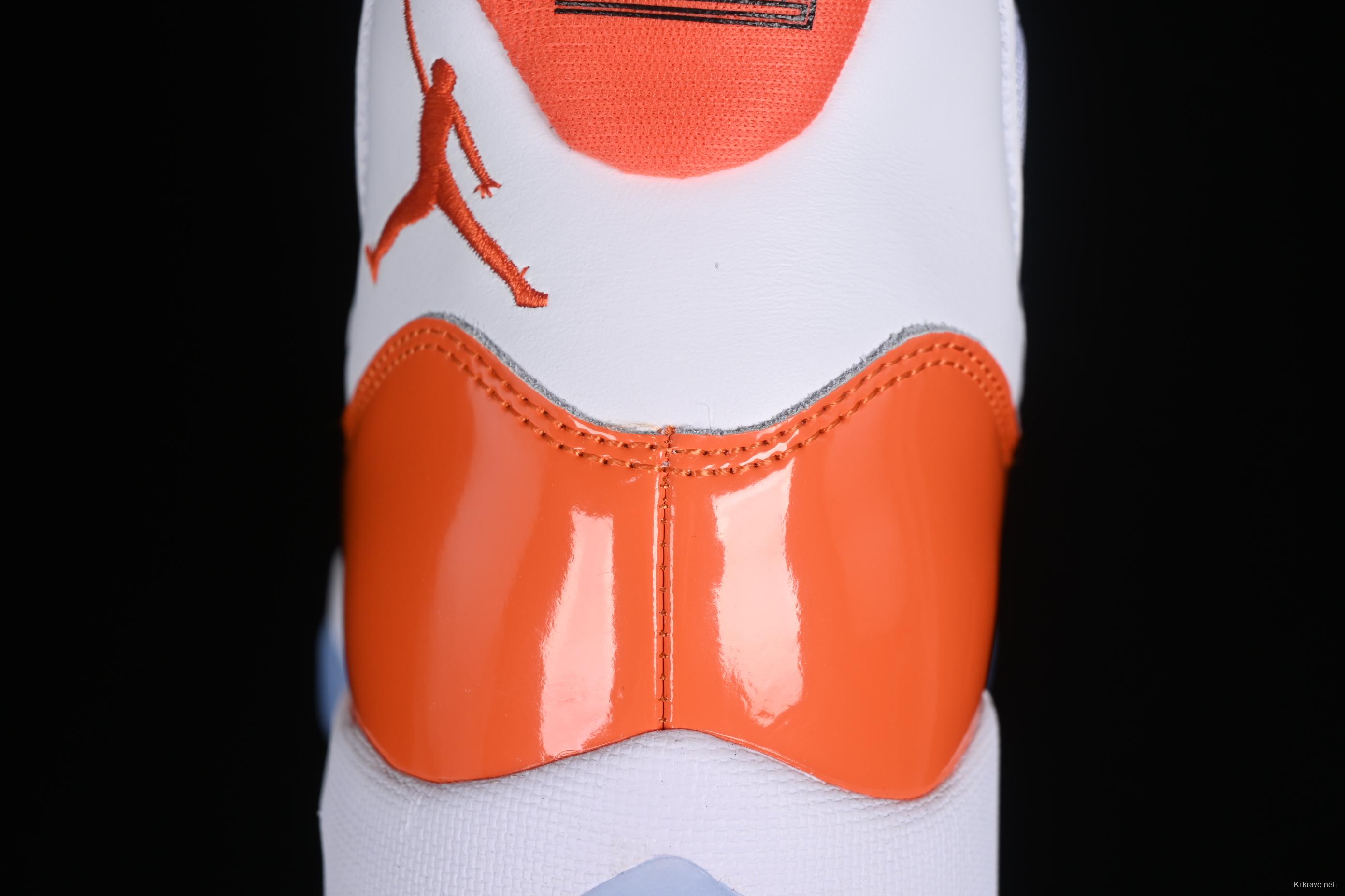 Nike Air Jordan 11 Retro Basketball Shoes with White Orange Design - 378037-002