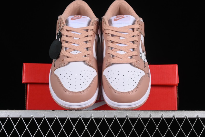 Nike Dunk Low SB Casual Sneakers with Knit Cat and Rose Pink Design - DD1503-118