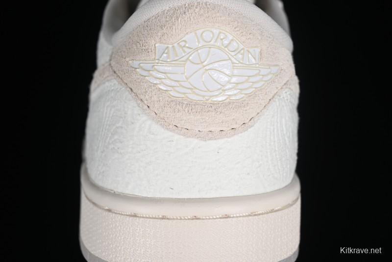 Nike CP3 x Air Jordan 1 Low AJ1 Floral Embossed White Casual Sneakers - FZ0455-200