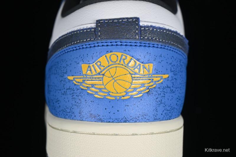 Nike Air Jordan 1 Low Flight Vintage Retro Sneakers in White and Blue - FV8439-104