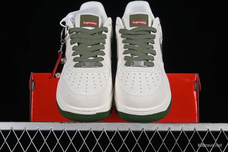 Supreme x Nike Air Force 1'07 Low Beige Green Casual Sneakers with Zoom Air Cushion - HD1968-008