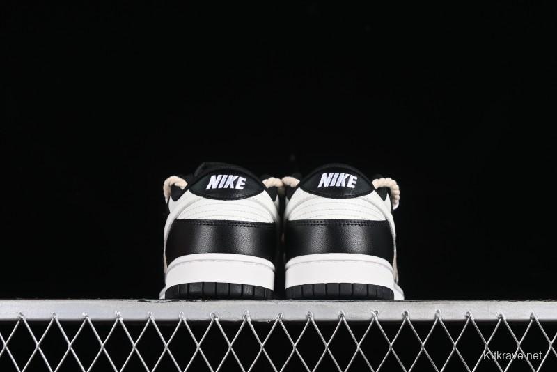 Nike Dunk Low SB Deconstructed Lace-Up Casual Sneakers with Scottish Plaid and Hemp Rope Design - DD1391-100