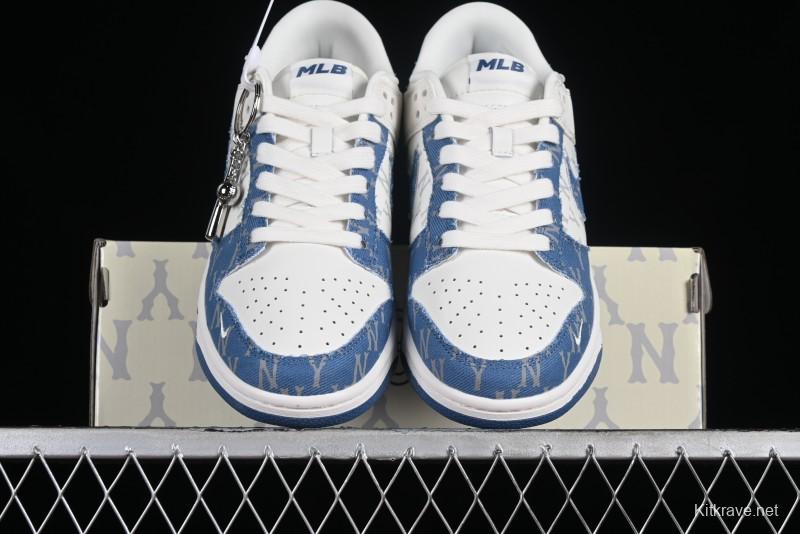 Nike SB Dunk Low MLB Collaboration - Blue Denim Anniversary Custom Low-Top Casual Sneakers - DQ1098-348