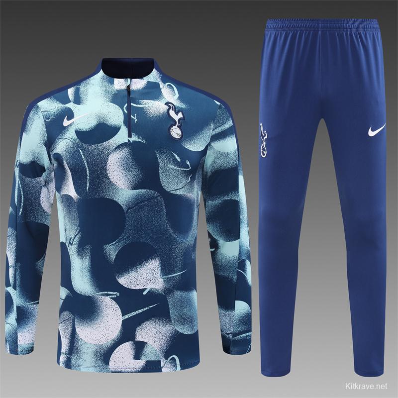 24/25 Tottenham Hotspur Blue Camouflage Half Zipper Jacket+Long Pants