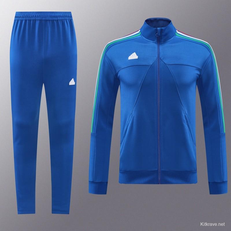 Kids 2024 Adidas Blue Full Zipper Jacket +Long Pants