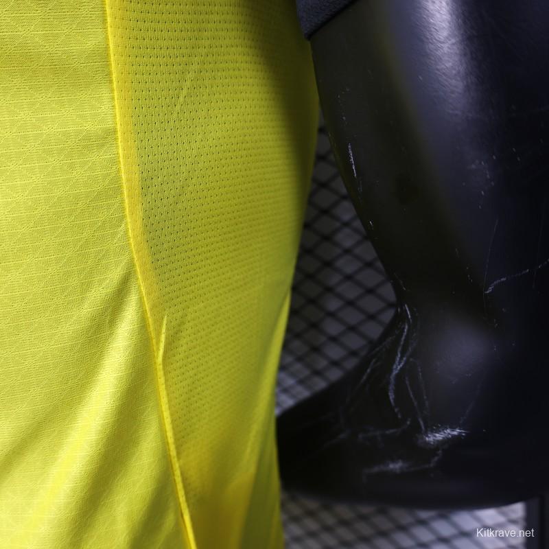 Player Version 25/26 Borussia Dortmund Home Yellow with Black Brush Stroke Jersey