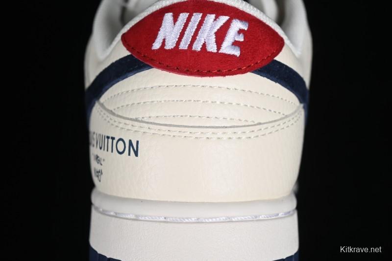 Nike SB Dunk Low LV Collaboration - Suede Navy Blue Anniversary High-End Custom Low-Top Casual Sneakers - FC1688-134