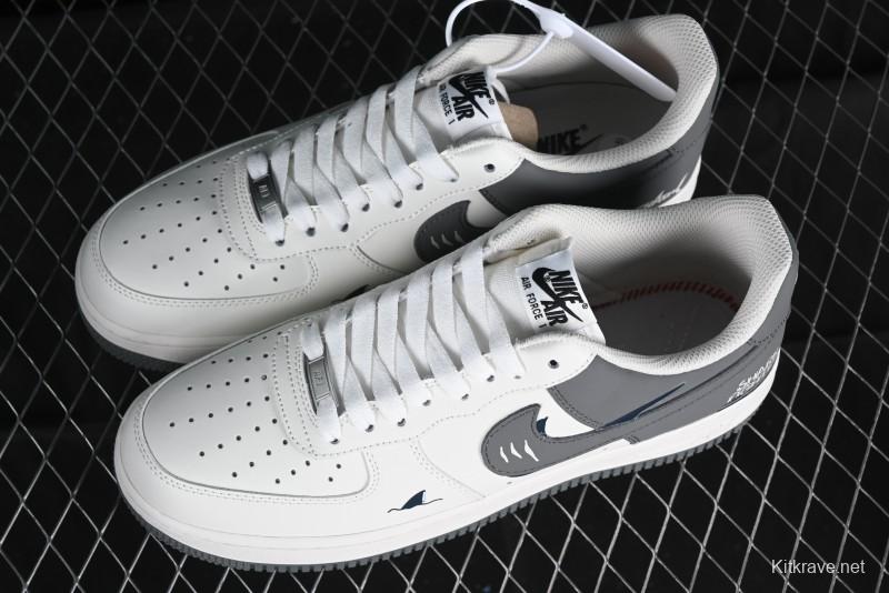 Nike Air Force 1 '07 Low "SHARK" Casual Sneakers with Full-Length Air Cushion - DB3301-220