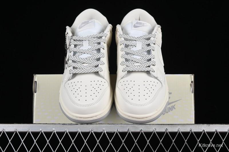 Nike SB Dunk Low LV Collaboration - Double Swoosh Beige Grey Anniversary High-End Custom Low-Top Casual Skate Shoes - FC2025-306