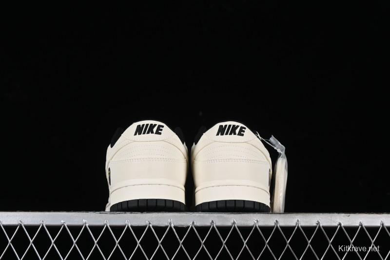 Nike SB Dunk Low BAPE Collaboration - Off-White Black Swoosh Anniversary Custom Low-Top Casual Skate Shoes - XD6188-037