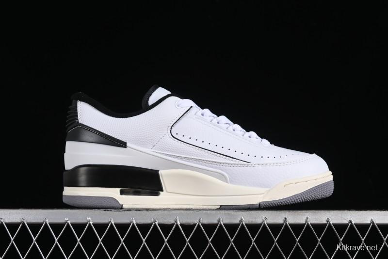 Nike Air Jordan 2/3 Retro Low Top Basketball Shoes in White/Black/Sail/Cement Grey - FD0383-100