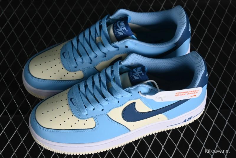 Nike Air Force 1 '07 Low White Blue Color Blocking Casual Sneakers - HF4837-407