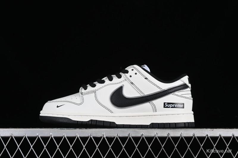 Nike Supreme x SB Dunk Low Casual Skate Shoes in Black and Beige - RM2308-237