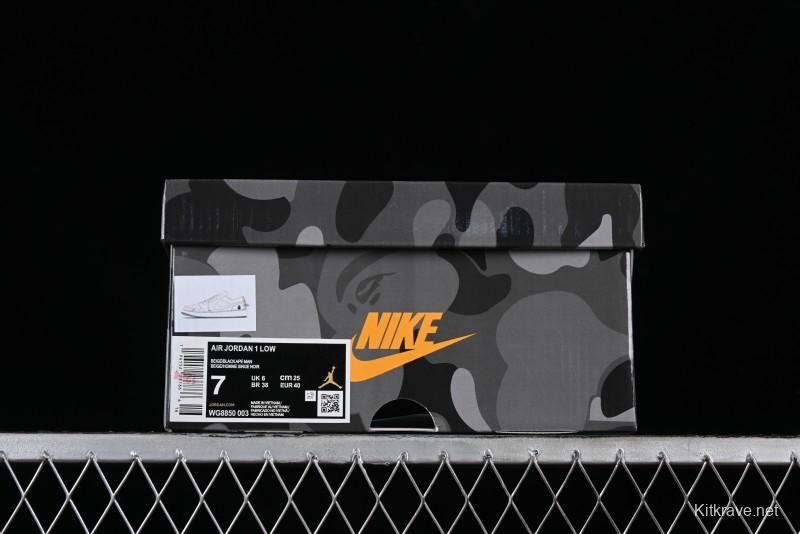 Nike Air Jordan 1 Low BAPE Collaboration - White Grey Basketball Shoes - WG8850-003