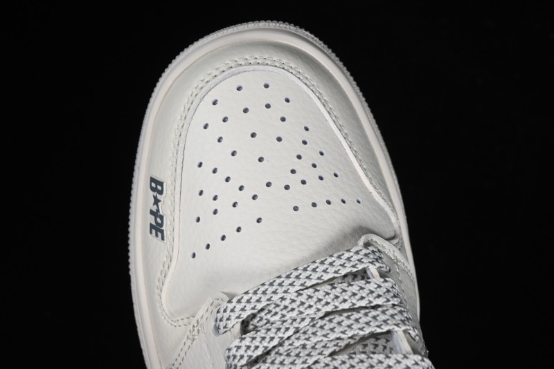 Nike Air Jordan 1 Low BAPE Collaboration - White Grey Basketball Shoes - WG8850-003