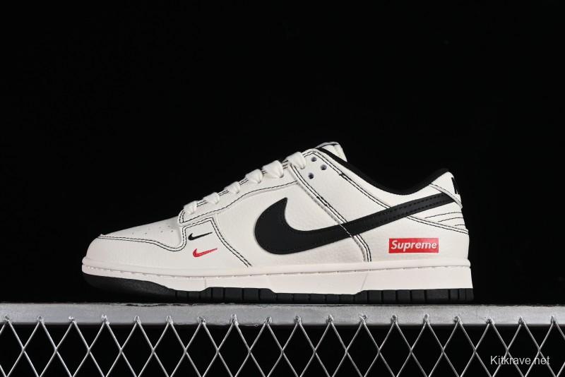 Nike SB Dunk Low Supreme Collaboration - Beige Black Line Anniversary Customized Low-Top Casual Skate Shoes - XX2025-316
