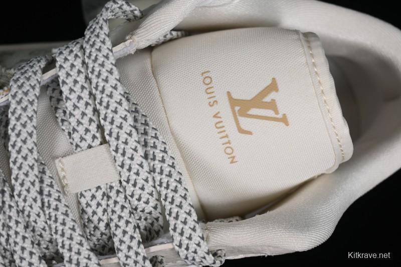 Nike Air Jordan 1 Low LV Collaboration Denim Khaki Customized Casual Sneakers - SJ9950-002