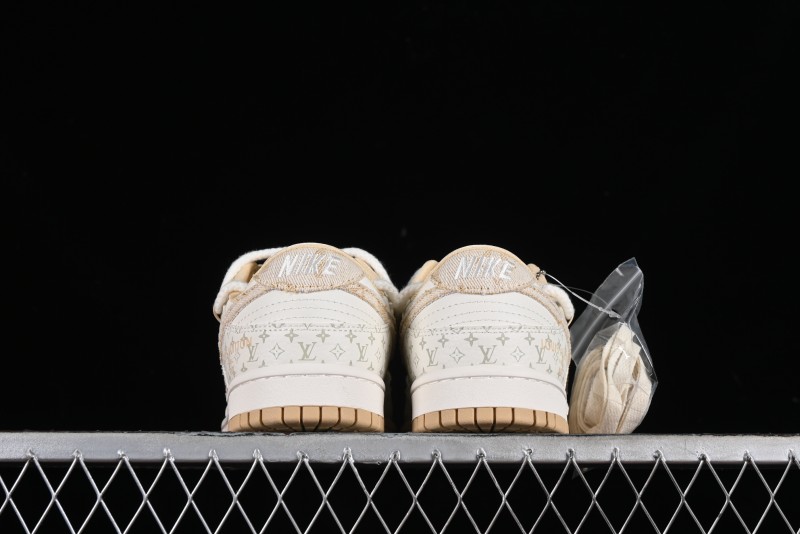 Nike SB Dunk Low LV Collaboration Strap Beige Swoosh Anniversary High-End Custom Low-Top Casual Sneakers - SJ2068-250