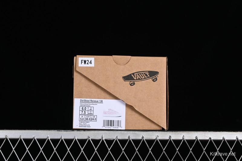 Vans Old Skool Reissue 136 Pink Checkerboard Low Top Retro Canvas Shoes - VN000MT6EBQ