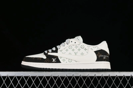 Nike Travis Scott x Fragment Design x Air Jordan 1 Low OG SP AJ1 LV Classic Black Gold Low-top Casual Sneakers - SJ2068-103