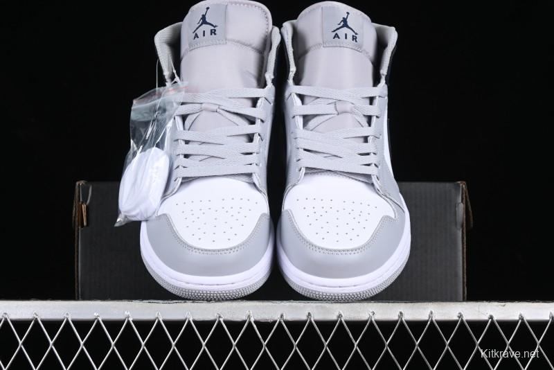 Nike Air Jordan 1 Mid AJ1 Basketball Shoes in Grey Blue - DQ8426-104