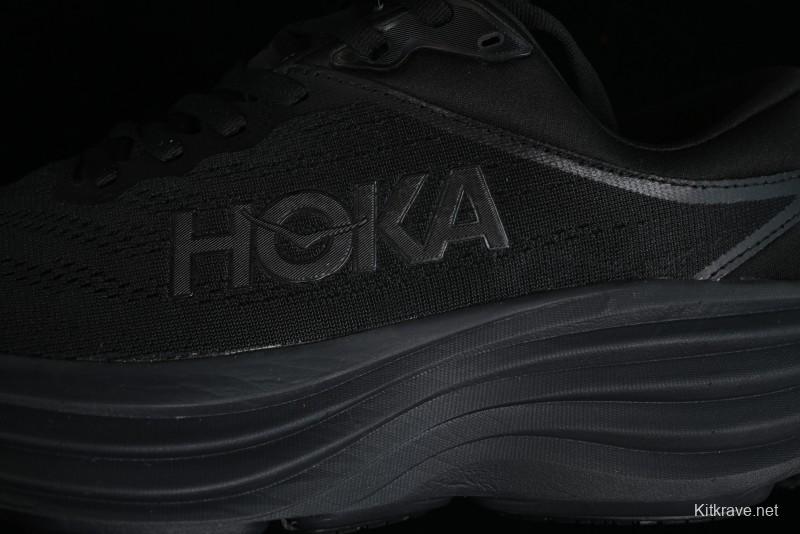 HOKA ONE ONE Bondi 8 Functional Cushioned Running Shoes with Engineered Mesh Upper - 1123202 BBLC