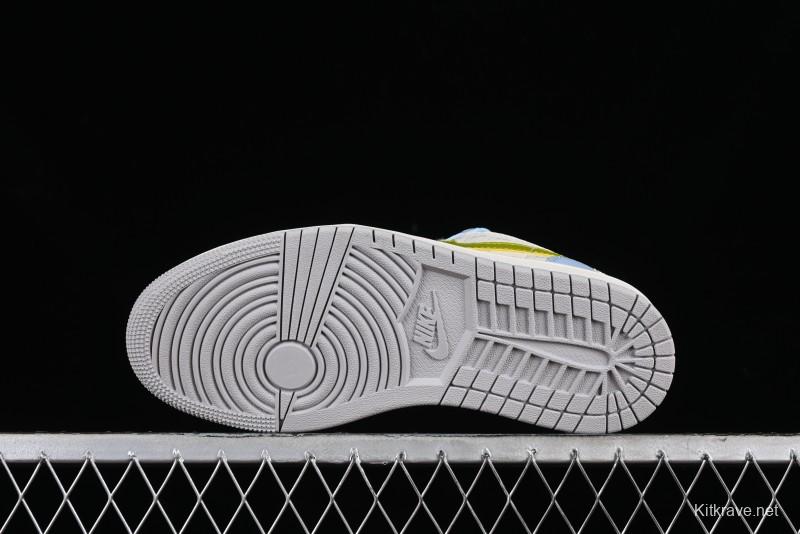 Nike Air Jordan 1 Low Stussy Collaboration - Blue Gold Custom High-End Basketball Shoes - WG8850-007