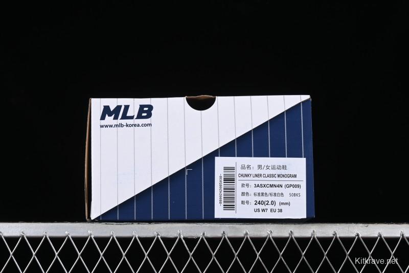 MLB NY Yankees Chunky Liner Classic Monogram Lightweight Platform Sneakers with 6cm Height Boost - 3ASXCMN4N50BKS