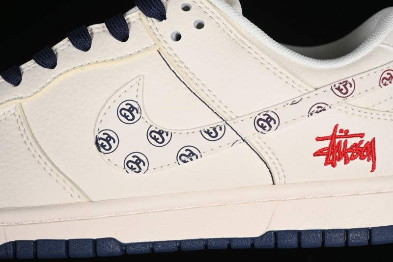 Nike SB Dunk Low Stussy Collaboration - Off White Floral Swoosh Anniversary High-End Custom Low-Top Casual Skate Shoes - XY1688-001