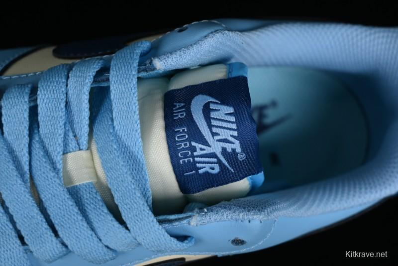 Nike Air Force 1 '07 Low White Blue Color Blocking Casual Sneakers - HF4837-407