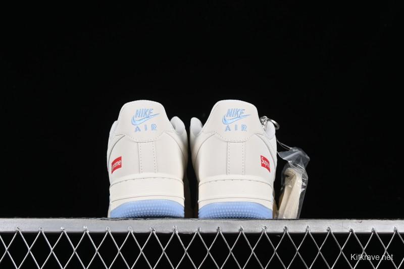 Nike Air Force 1 '07 Low Supreme Collaboration - White Blue Colorblock Low-Top Casual Sneakers BB9599-202