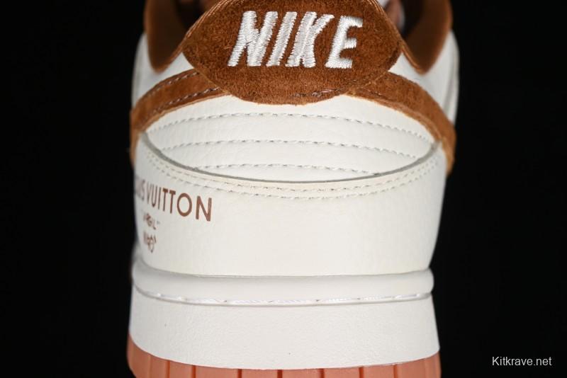 Nike SB Dunk Low LV Collaboration - Chocolate Anniversary High-End Custom Low-Top Casual Skate Shoes - FC1688-133