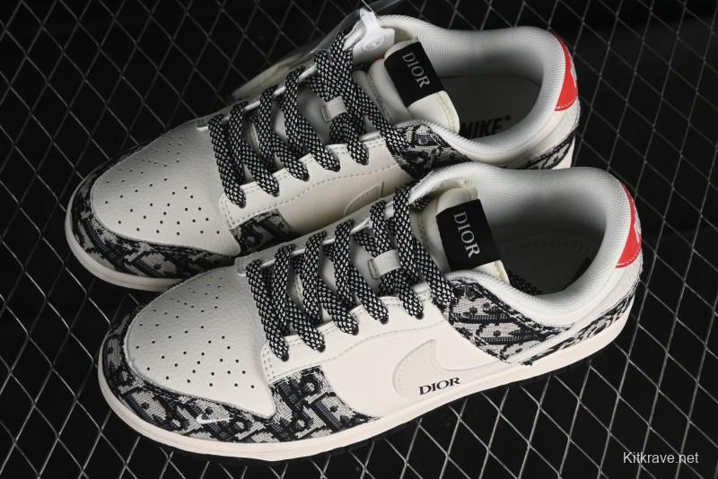 Nike SB Dunk Low Dior Collaboration - Black Grey Pattern Anniversary High-End Custom Low-Top Casual Sneakers - XY1688-010