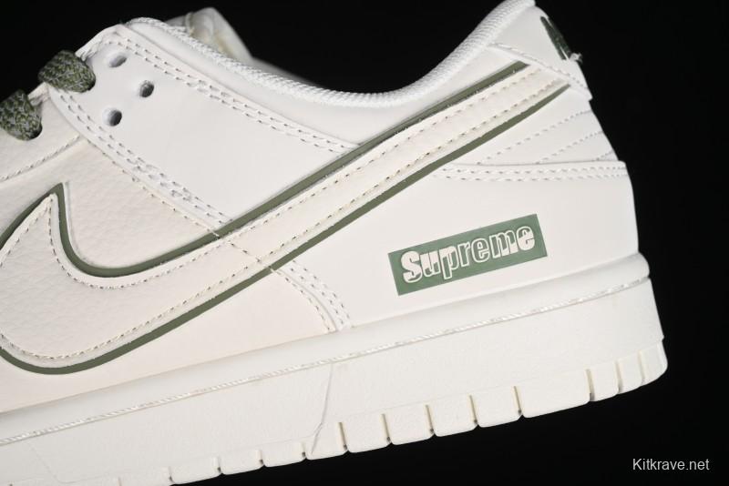 Nike SB Dunk Low Supreme Collaboration - Off-White Green Check Anniversary Customized Low-Top Casual Skate Shoes - DQ1098-391